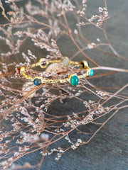 7 CHAKRAS Armband – Vergoldetes Messing &amp; Halbedelsteine ​​| Indischer handgefertigter Schmuck