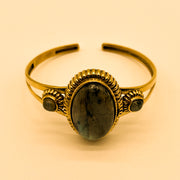 bracelet en laiton et labradorite bleue
