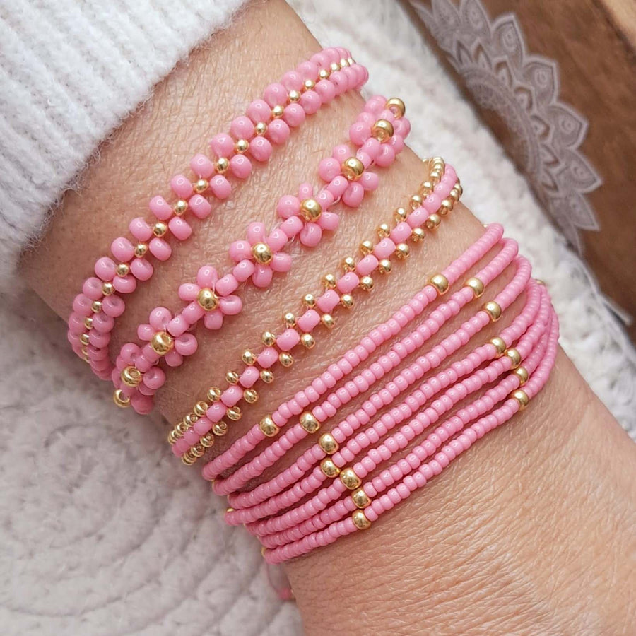 Manchette de bracelets en perles Miyuki en Rose