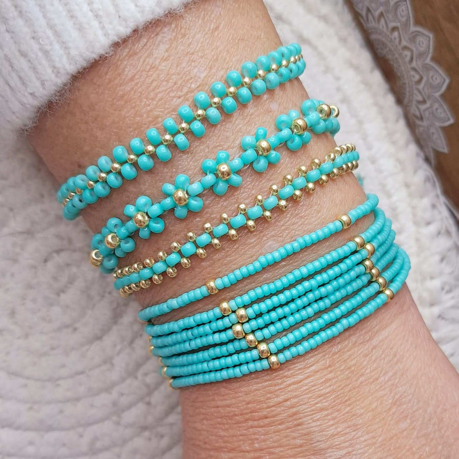 Manchette de bracelets en perles Miyuki  turquoise