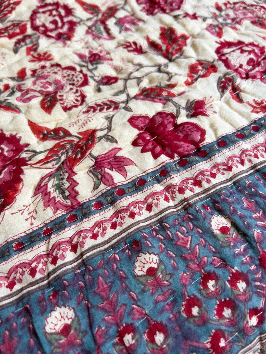 couette indienne blockprint réversible