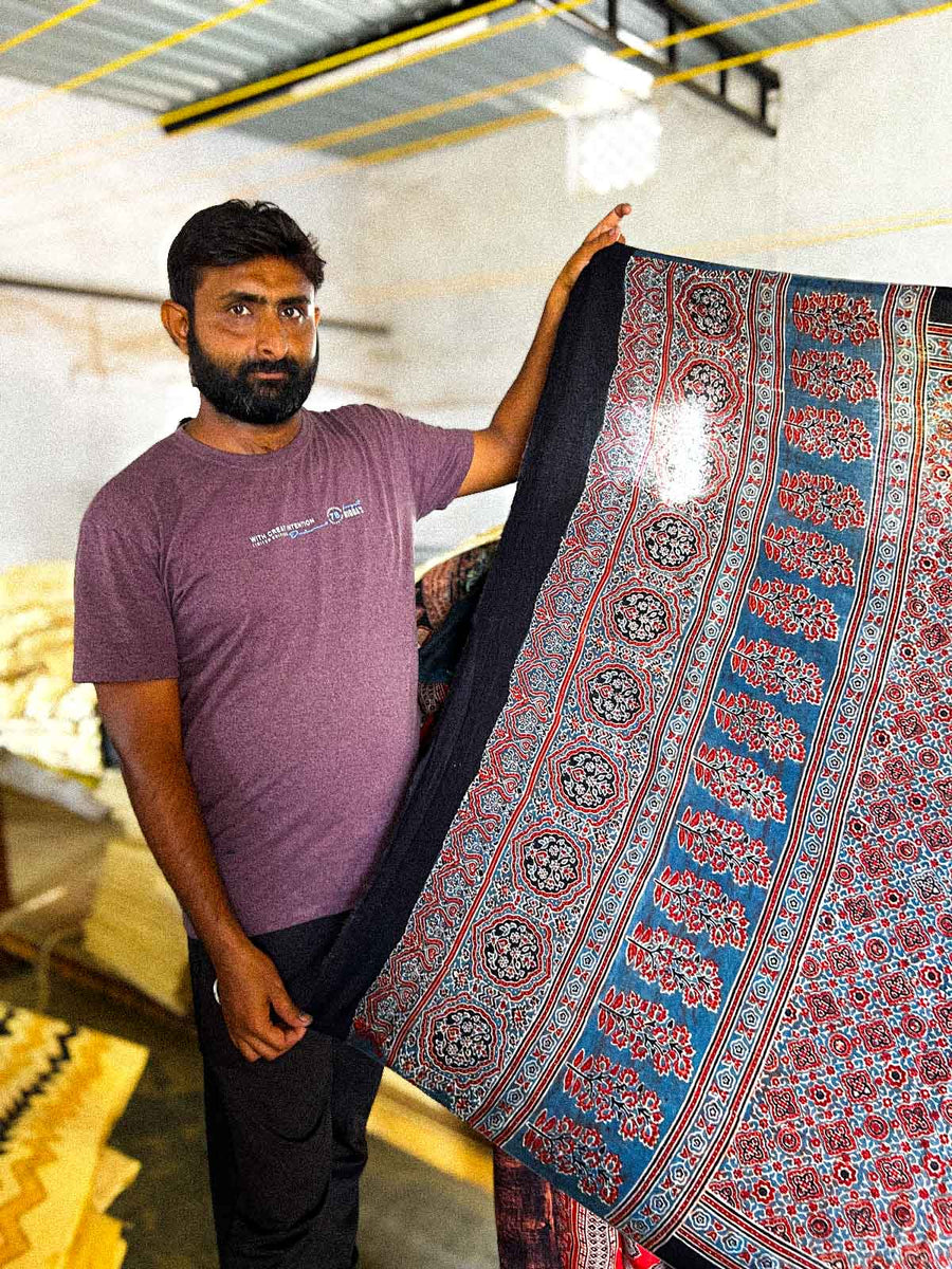Blauer FLORA-Dupatta