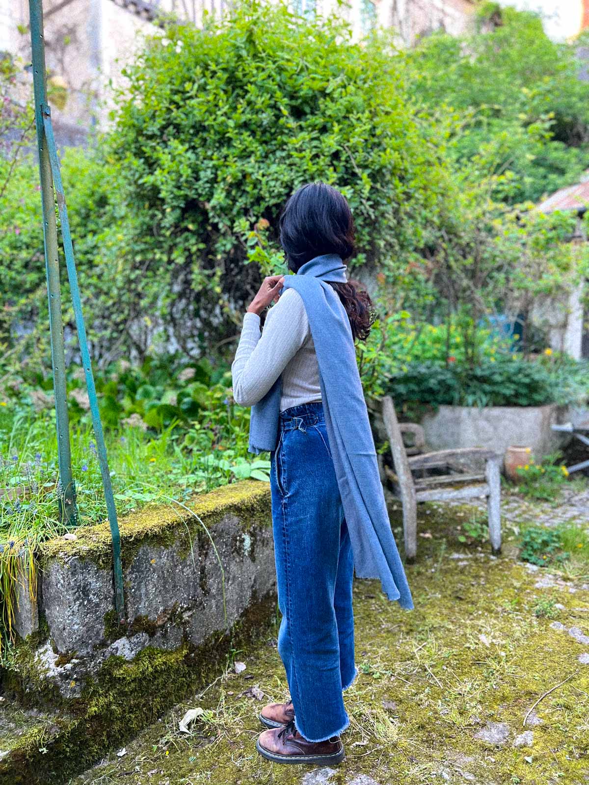 Sturmblaue Pashmina-Stola