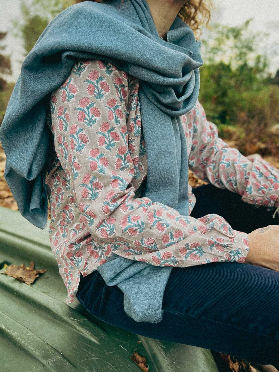 Étole Pashmina Bleu tempête