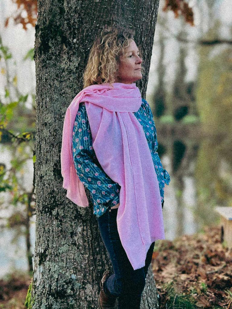 Étole Pashmina Rose tendre