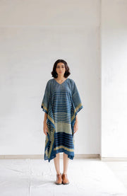 Caftan coton imprimé au block-print Vrajbhoomi