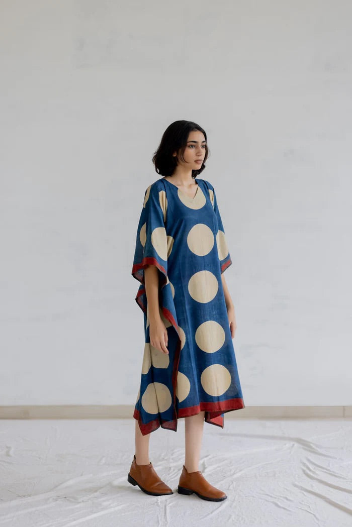 Caftan coton imprimé au block-print Vrajbhoomi