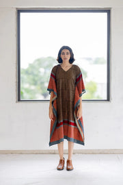 Caftan coton imprimé au block-print Vrajbhoomi