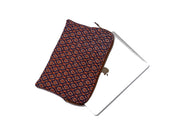 Pochette matelassée pour ordinateur 12 pouces. Imprimé thaï  orange et bleu foncé