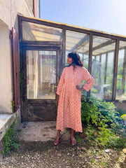 ROSY Blockprint-Kleid mit plissierter Brust