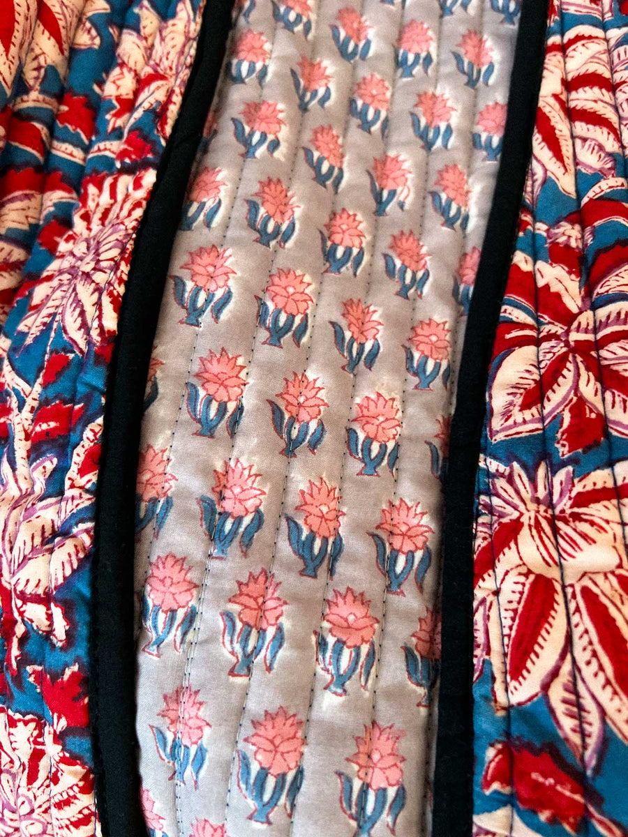 Veste JAAL réversible femme – Coton imprimé floral blockprint